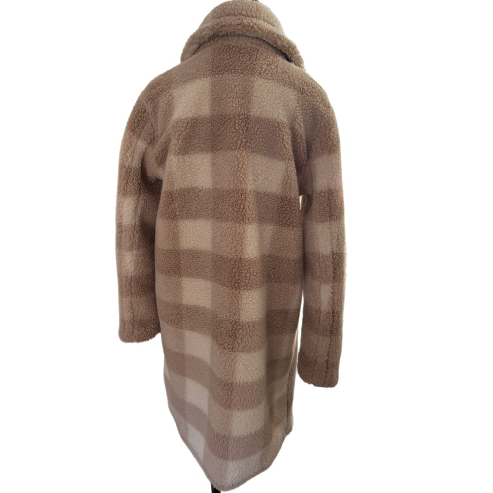 Bernardo Check Teddy Faux Fur coat beige plaid size small - Picture 5 of 5